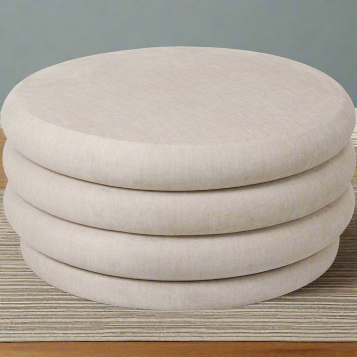 Marlborough Contemporary Cream Round Stacked Cushion Ottoman