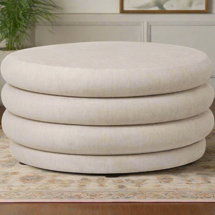 Marlborough Contemporary Cream Round Stacked Cushion Ottoman