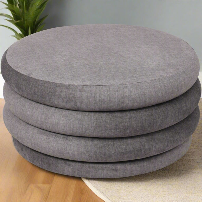 Marlborough Contemporary Grey Round Stacked Cushion Ottoman