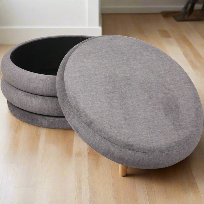 Marlborough Contemporary Grey Round Stacked Cushion Ottoman