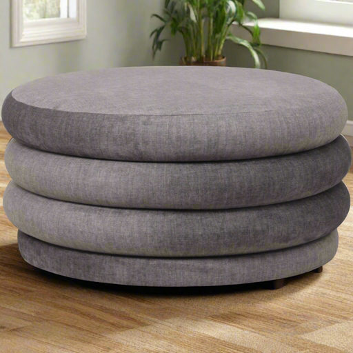 Marlborough Contemporary Grey Round Stacked Cushion Ottoman