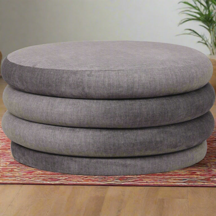 Marlborough Contemporary Grey Round Stacked Cushion Ottoman