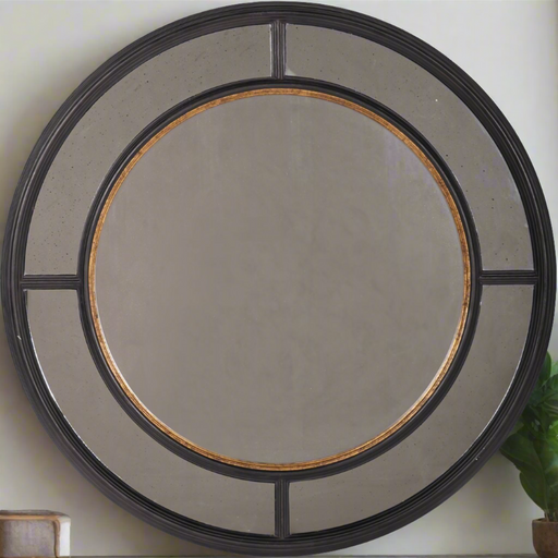 Blakely Antique Black Round Contemporary Wall Mirror