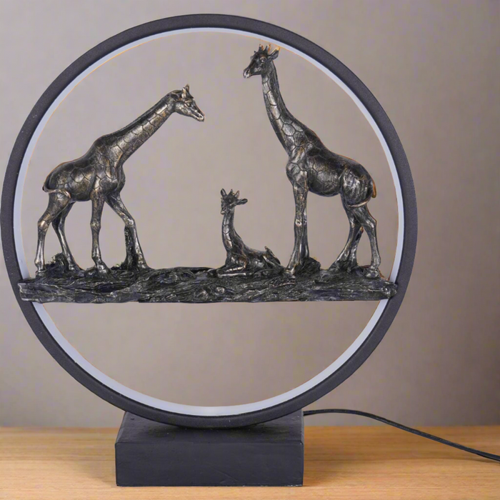 Giraffe Family Table Lamp Sculpture