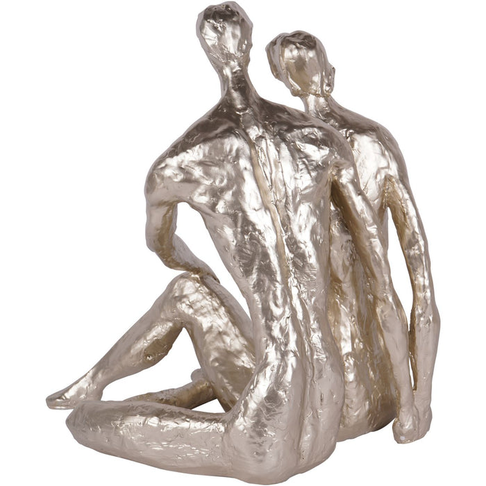 Large Loving Couple Sculpture, Champagne Gold