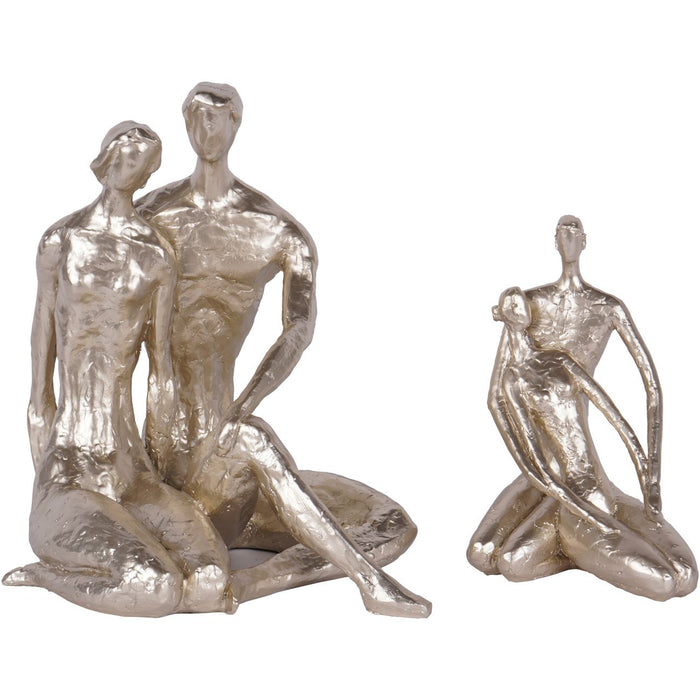 Large Loving Couple Sculpture, Champagne Gold