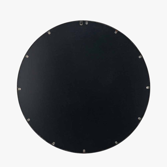 Minimalist Grey Oak Wood Veneer Slim Frame Round Wall Mirror