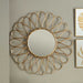 Unique Antique Gold Metal Petal Design Round Wall Mirror – Flower-Inspired Frame