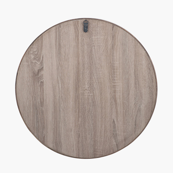 Natural Wood Veneer Deep Edge Round Wall Mirror – Large Minimalist Design