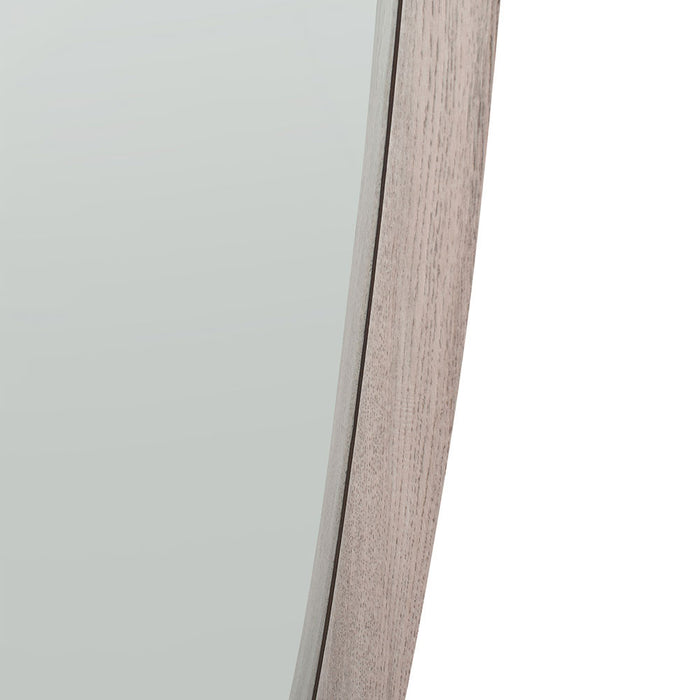 Grey Oak Wood Veneer Teardrop-Shaped Wall Mirror – Mid-Century Inspired Design