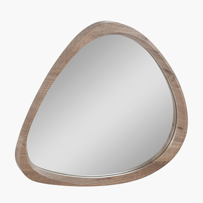 Natural Wood Veneer Curved Wall Mirror – Minimalist Modern Design