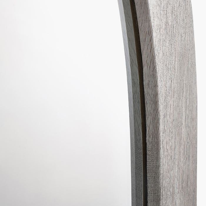 Grey Oak Wood Veneer Curved Edge Rectangular Wall Mirror – Scandi-Inspired Design