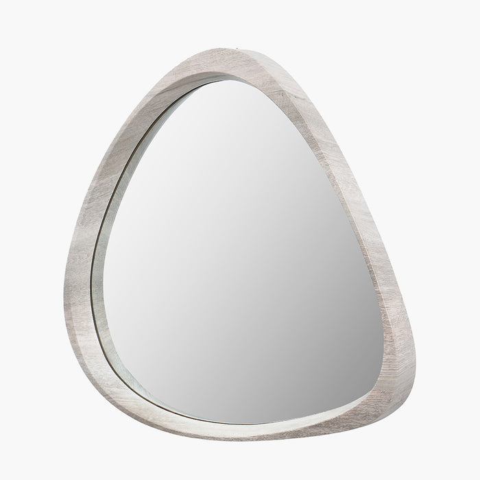 Grey Oak Wood Veneer Curved Wall Mirror – Modern Minimalist Design