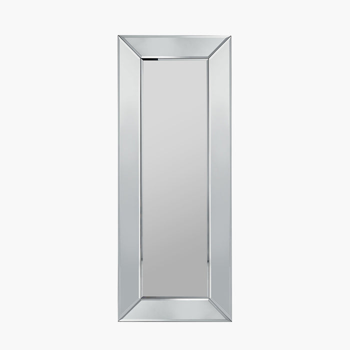 Mirrored Glass Rectangular Floor Mirror – Contemporary Bevel-Edged Design