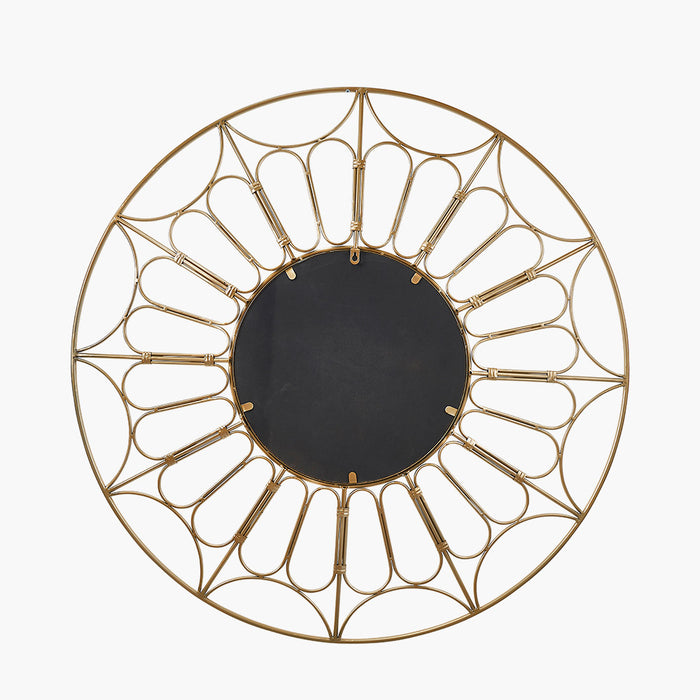 Gold Metal Cane Design Round Wall Mirror – Bold Style Statement