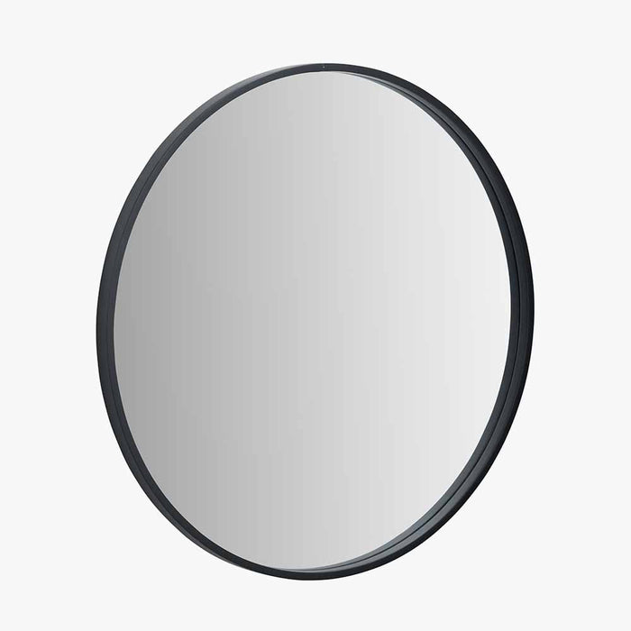 Black Wood Veneer Round Wall Mirror – Sleek and Timeless Design