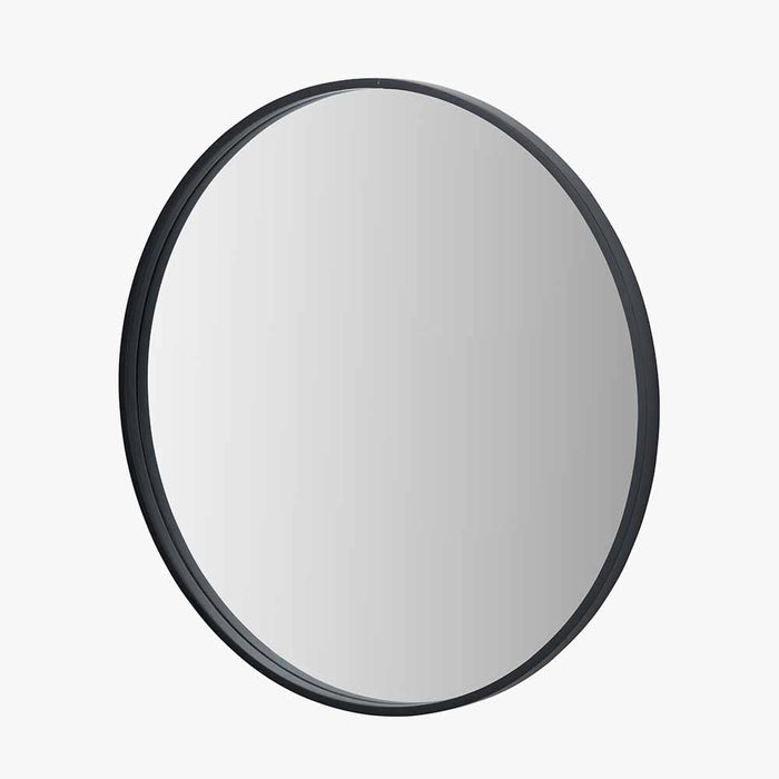 Black Wood Veneer Round Wall Mirror – Sleek and Timeless Design