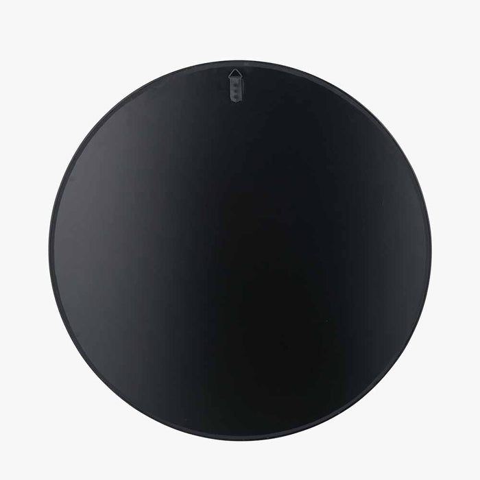 Black Wood Veneer Round Wall Mirror – Sleek and Timeless Design