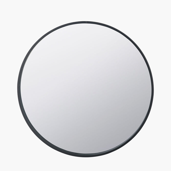 Black Wood Veneer Round Wall Mirror – Sleek and Timeless Design