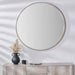 Grey Oak Wood Veneer Slim Frame Round Wall Mirror – Large Minimalist Design