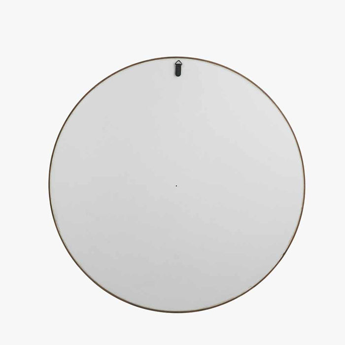 Natural Wood Veneer Slim Frame Round Mirror – Minimalist Large Statement Piece