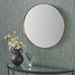 Brushed Gold Metal Slim Frame Round Wall Mirror – Medium Contemporary Design