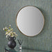 Brushed Gold Metal Slim Frame Round Wall Mirror – Small Contemporary Accent