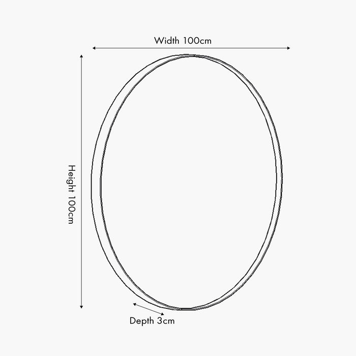 Black Metal Slim Frame Round Wall Mirror – Large Minimalist Feature