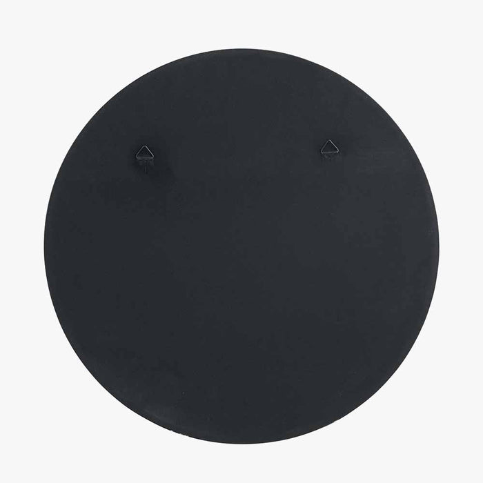 Black Metal Slim Frame Round Wall Mirror – Minimalistic Medium Accent Piece