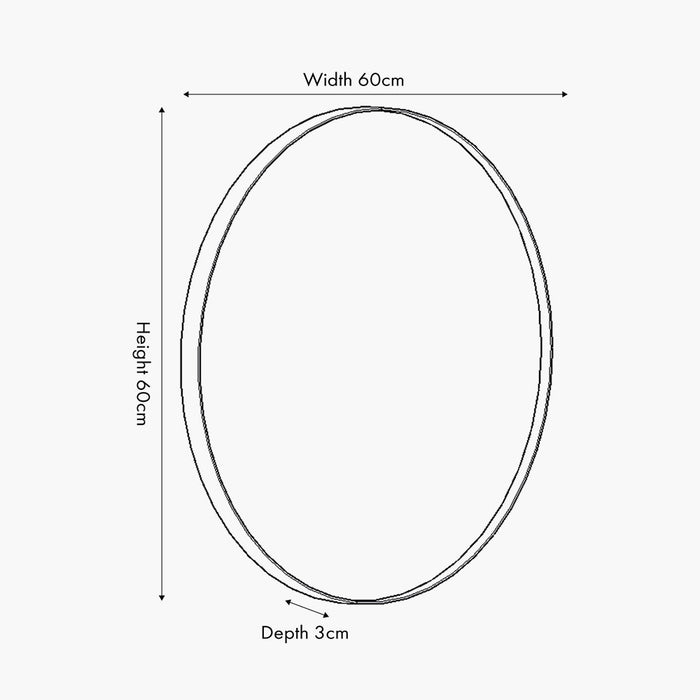 Black Metal Slim Frame Round Wall Mirror – Small Minimalist Accent