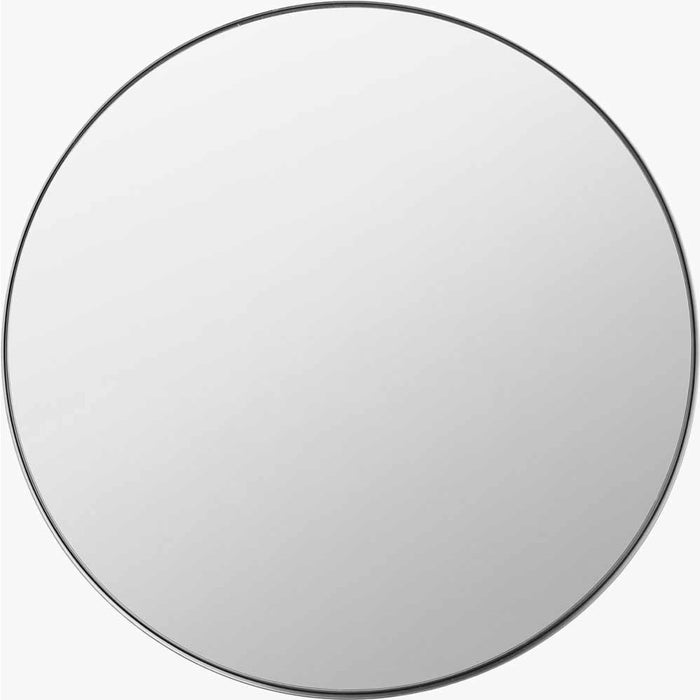 Brushed Silver Metal Slim Frame Round Wall Mirror – Large Contemporary Feature