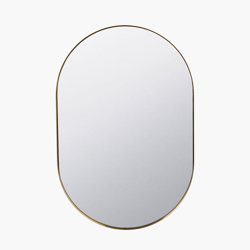 Luxurious Contemporary Oval Wall Mirror – Gold Metal Frame & Sleek Design  