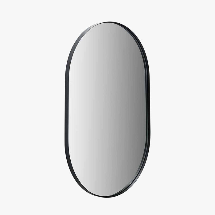 Black Metal Slim Frame Oval Wall Mirror – Minimalist Elegance