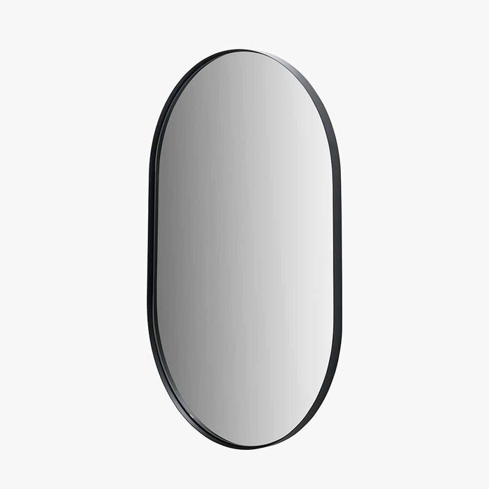 Black Metal Slim Frame Oval Wall Mirror – Minimalist Elegance