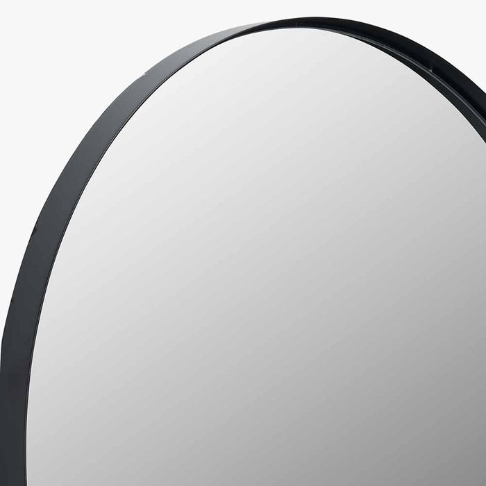 Black Metal Slim Frame Oval Wall Mirror – Minimalist Elegance