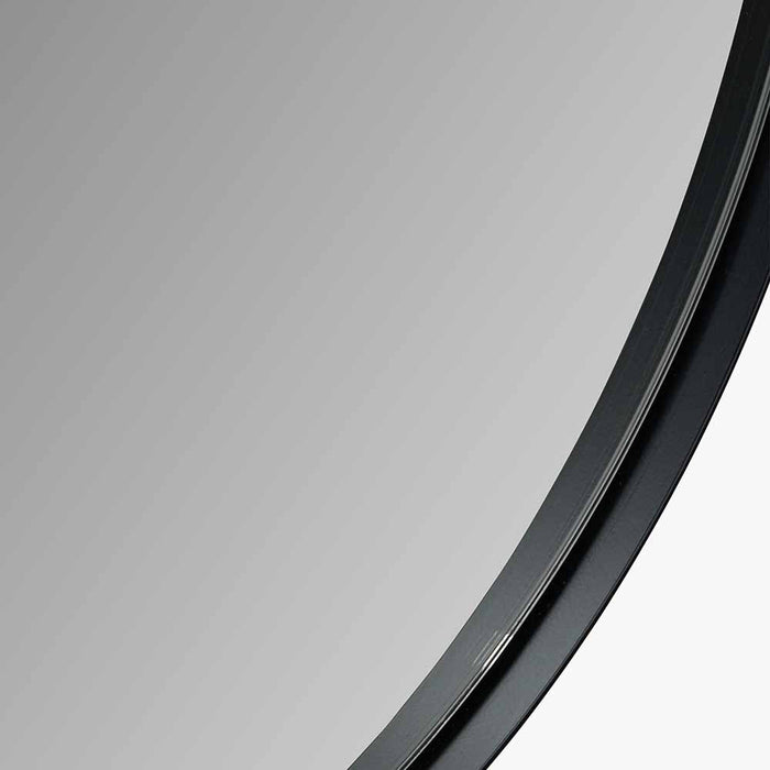 Black Metal Slim Frame Oval Wall Mirror – Minimalist Elegance