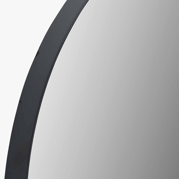 Black Metal Slim Frame Oval Wall Mirror – Minimalist Elegance