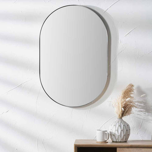 Modern Black Oval Wall Mirror – Metal Frame & Sleek Design  