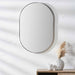  Brushed Silver Metal Slim Frame Oval Wall Mirror – Elegant Modern Design