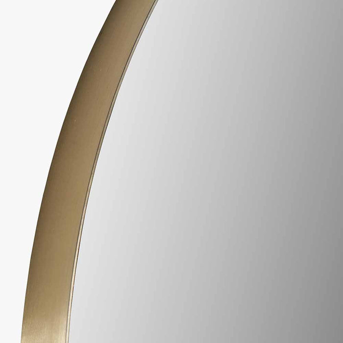 Brushed Gold Metal Slim Frame Arch Floor Mirror – Elegant Full-Length Design