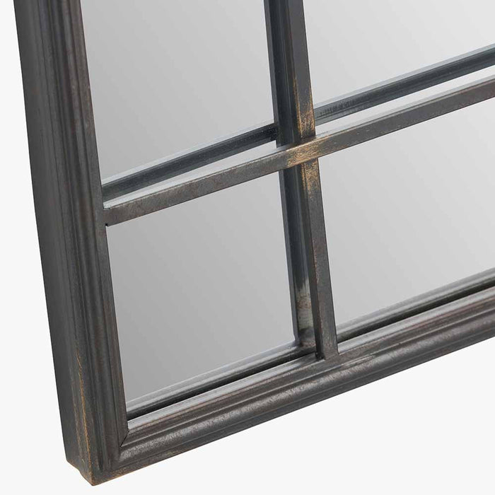 Elegant Antique Bronze Metal Square Wall Mirror with Inner Frame Detail