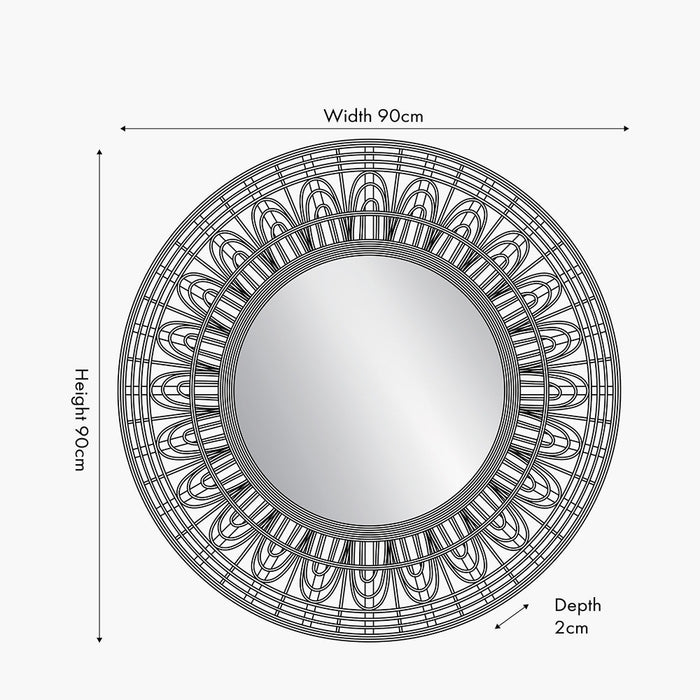 Black Bamboo Frame Round Wall Mirror – Stylish Scandi-Inspired Design  ( Due Back In  10/01/2025 )