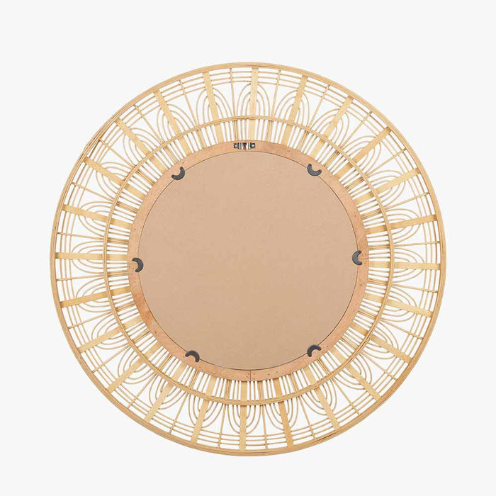 Elegant Natural Bamboo Frame Round Wall Mirror – Contemporary Scandi Design