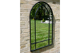 Indoor / Outdoor Curved Black Metal Garden Mirror - 101 x 60 cm - Decor interiors