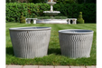 Outdoor Garden Planters, Grey Metal, Round, Set Of Two Tubs