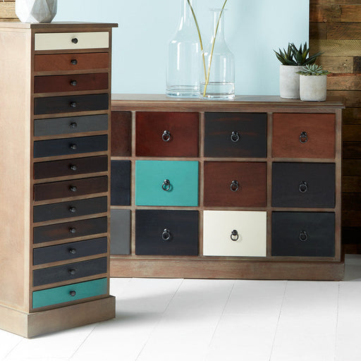 Multi Coloured Sideboard, Wooden, Chest, 2 Drawers, Loft 