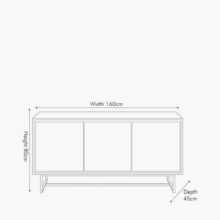 Marca Sideboard, Black Metal Legs, Acacia Wood, Sand Wash, 3 Door Due Back In 31/01/25)