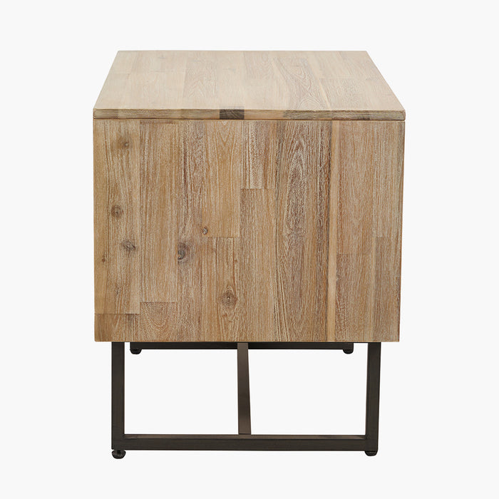 Marca Sand Wash Acacia Wood and Black Metal Bedside Unit (Due Back in 15/01/25)