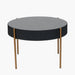 Georgio Coffee Table, Gold Metal Legs, Black Wood Veneer Top 