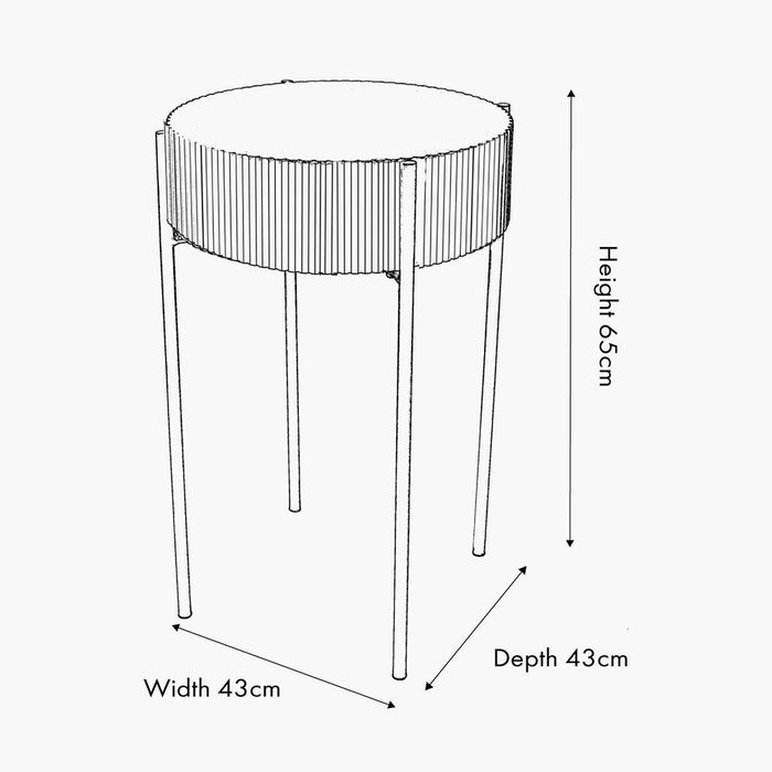 Georgio Side Table, Gold Metal Legs, Black Wood Veneer, Round Top